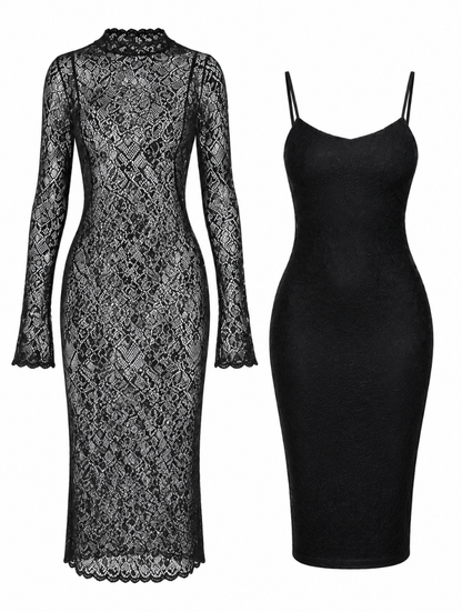Lace 2-Piece Midi Dress