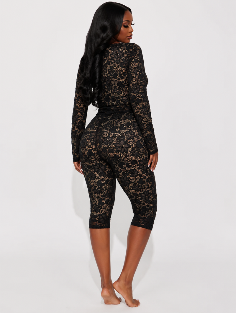 Noir Floral Lace Ensemble