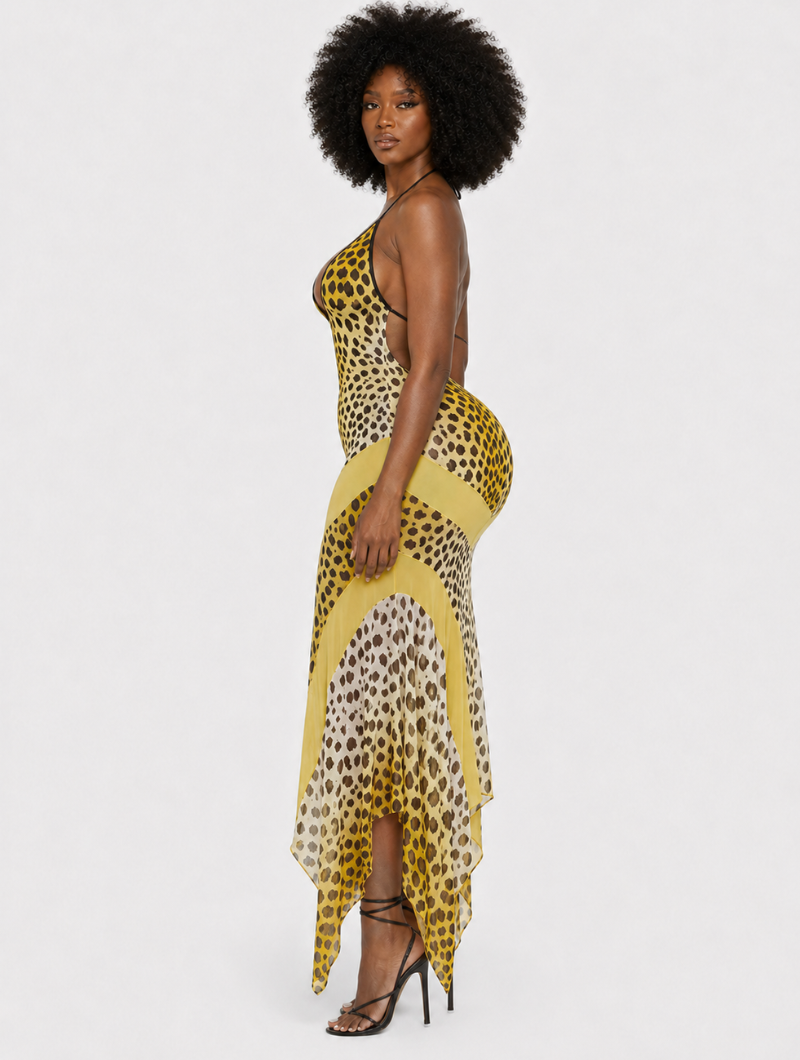 Wild Leopard Halter Dress