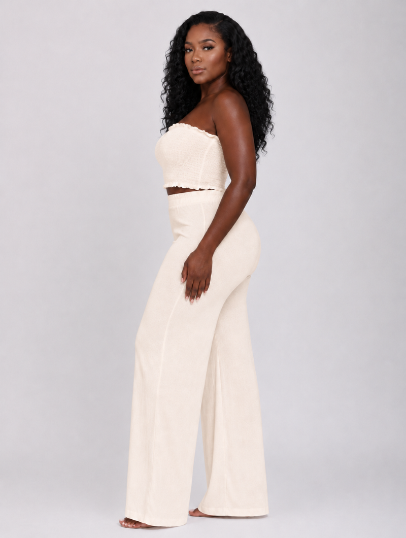 Smocked Tube Wide-Leg Set
