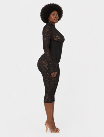 Lace Capri Corset Jumpsuit