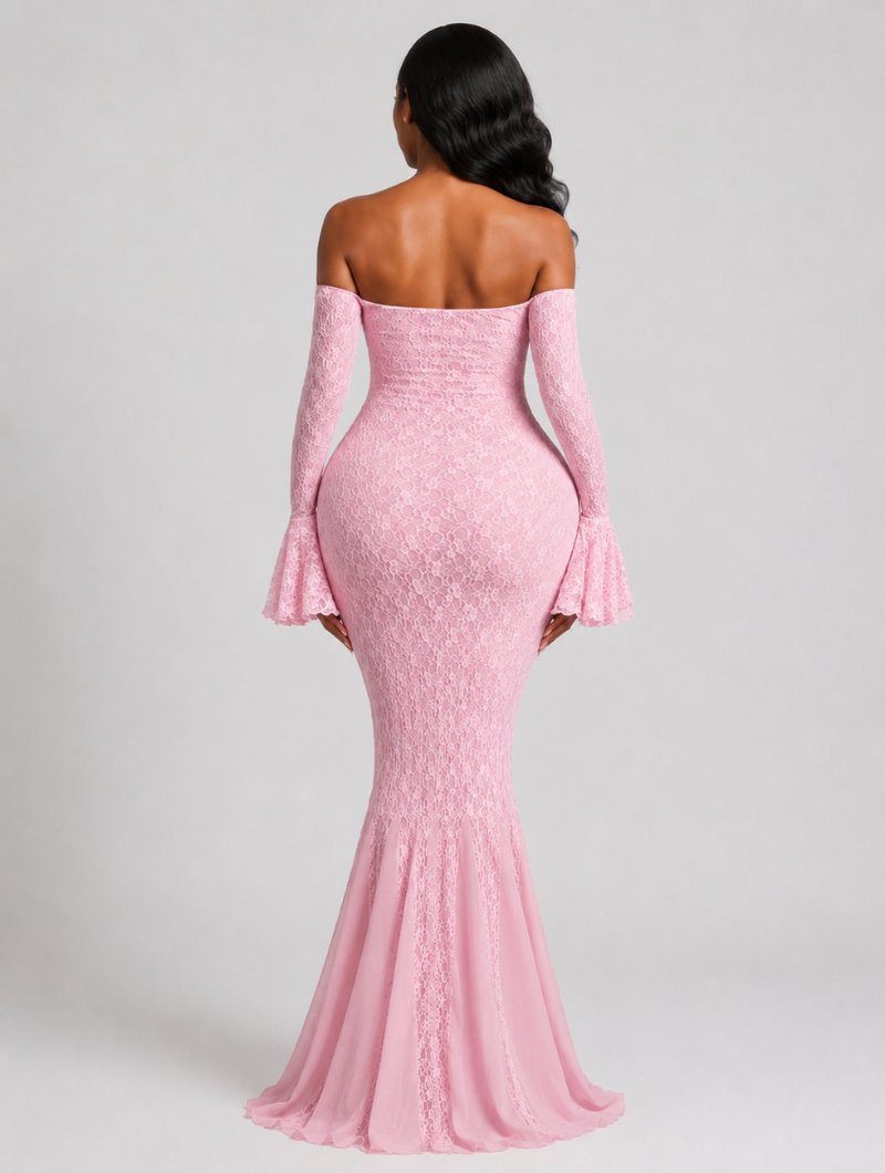 Pink Lace Mermaid Gown