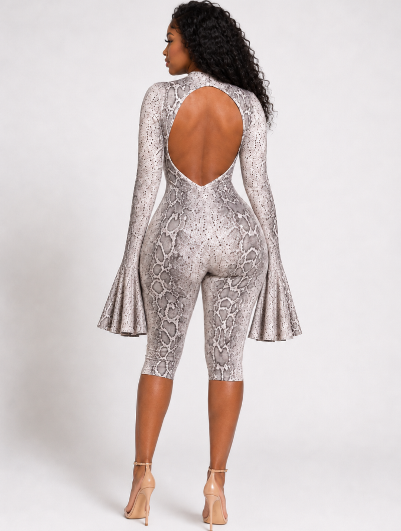 Serpent Flare Backless Jumpsuit
