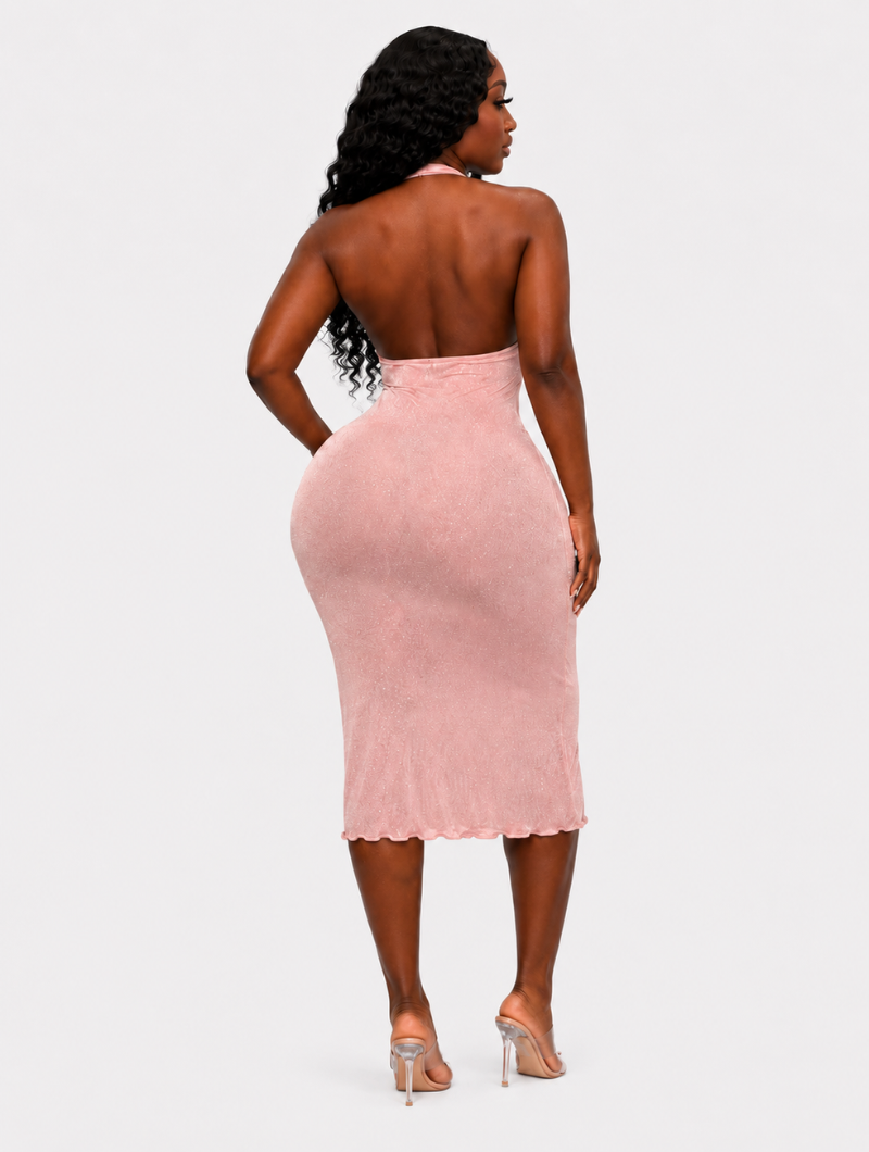 Glitter Hour Halter Dress