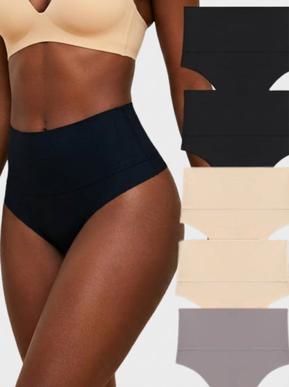 Women High Waist Tummy Shaping Invisible Underwear 5 Pack