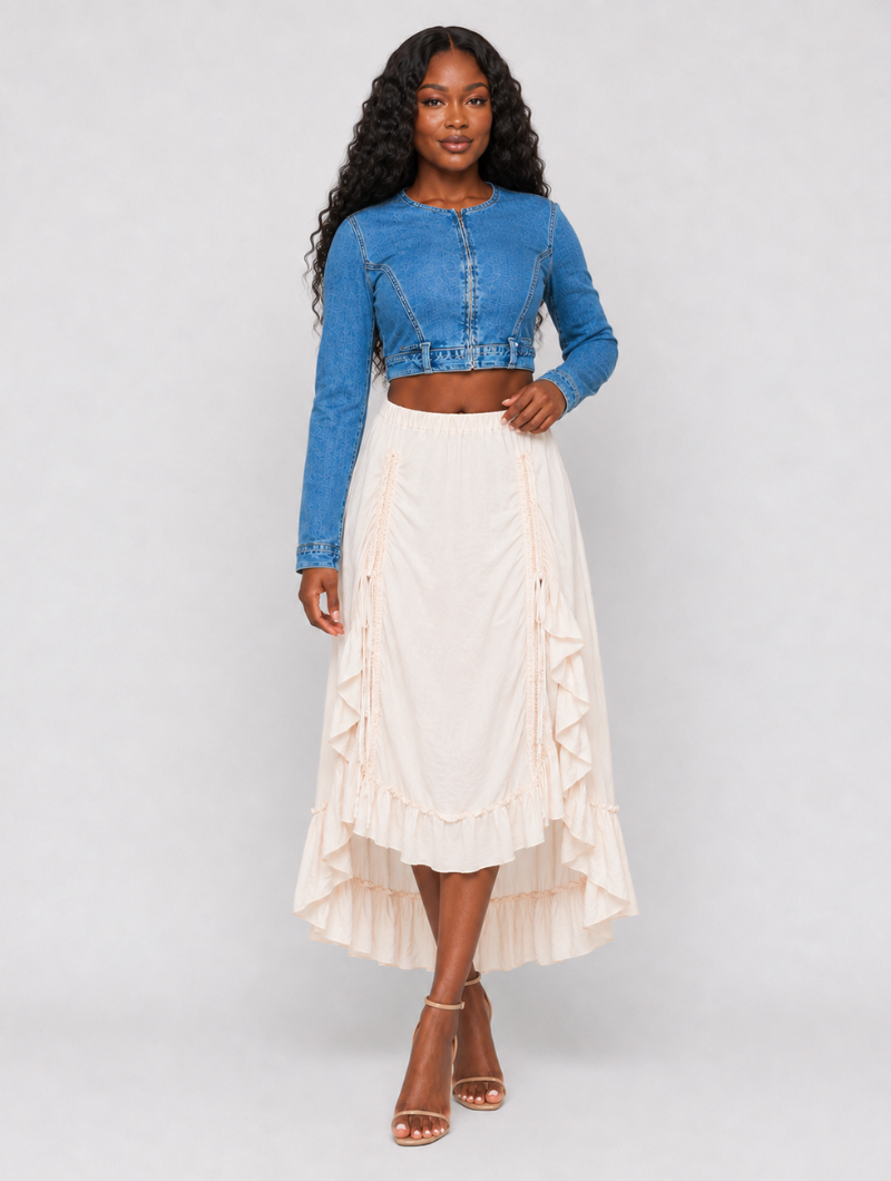Drawstring Ruffle Skirt