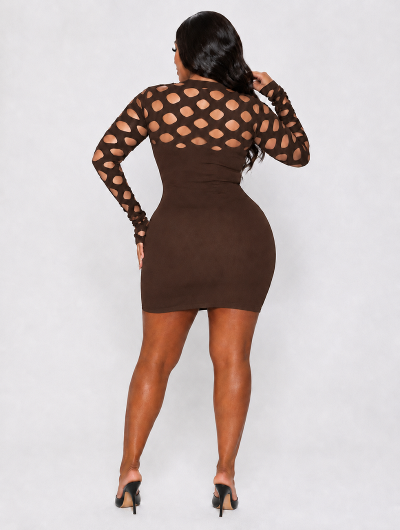 Lattice Edge Mini Dress