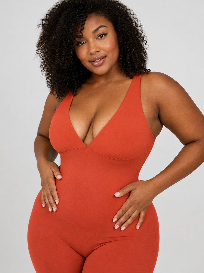 Snatched V-Neck Unitard