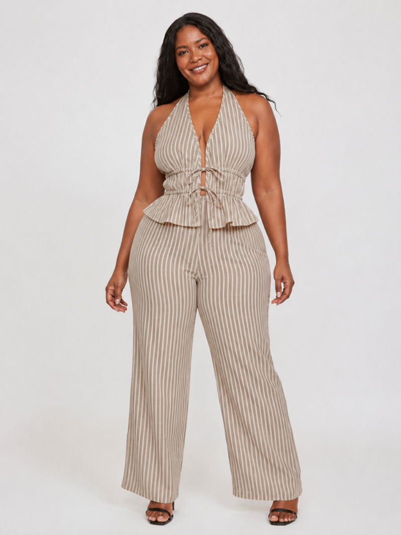 Riviera Pinstripe Halter Set