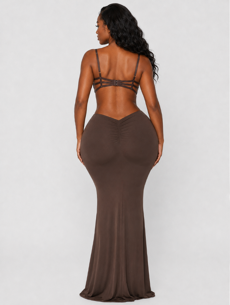 Lace Bustier Ruched Maxi