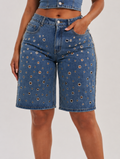 Grommet Detail Denim Jorts