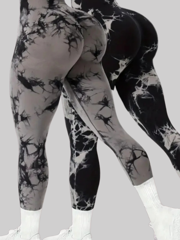 Tie-dye wide waist sports leggings