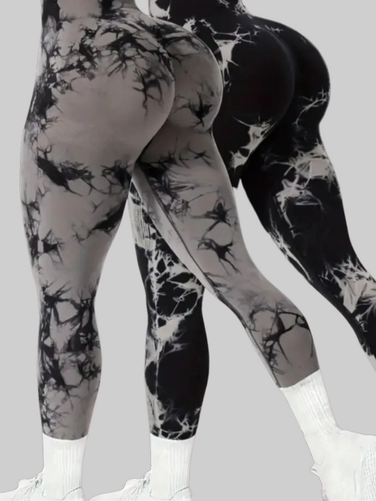 Tie-dye wide waist sports leggings