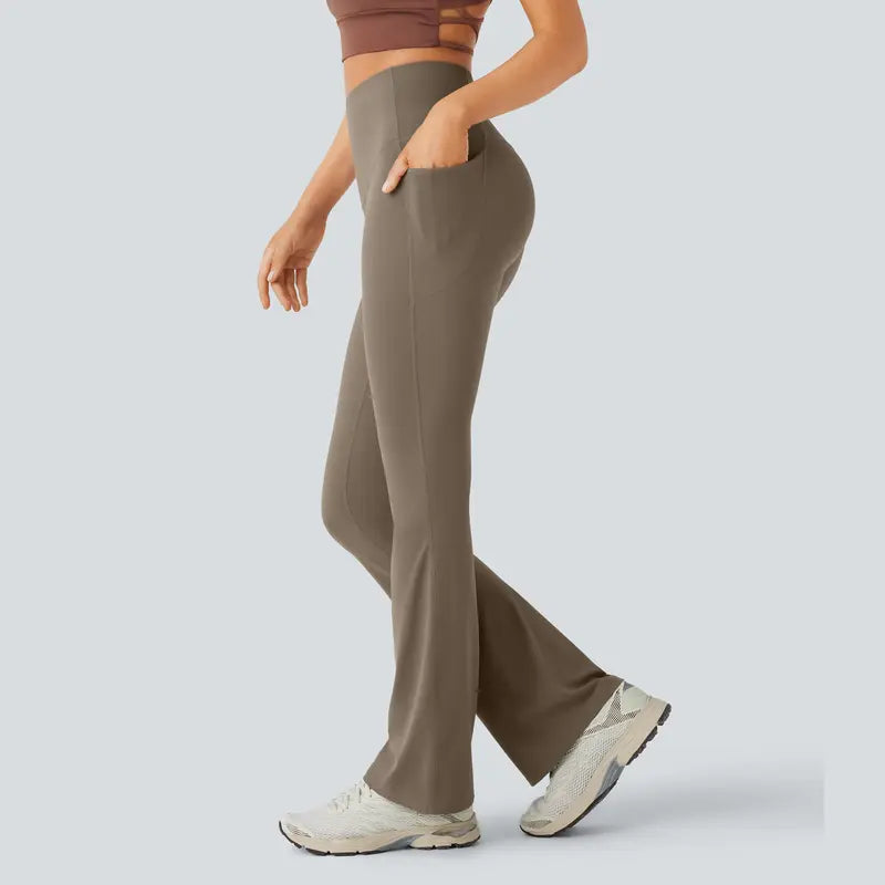 High-waisted tummy-shaping yoga pants