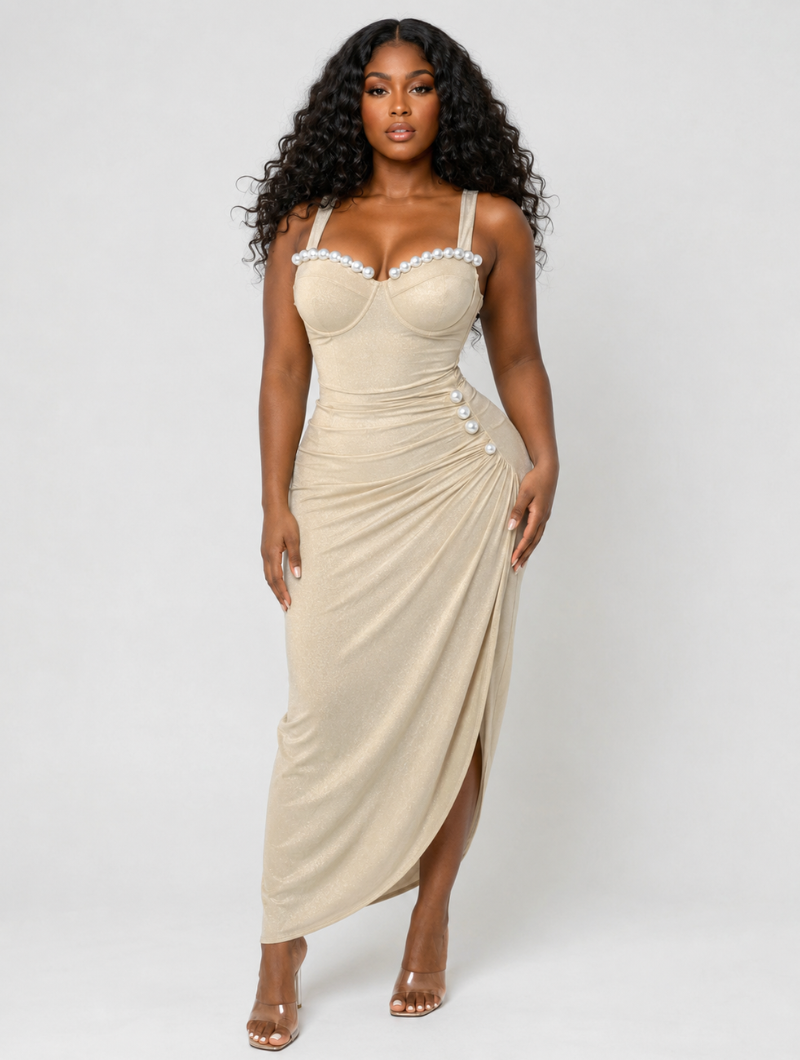 Champagne Pearl Bustier Set