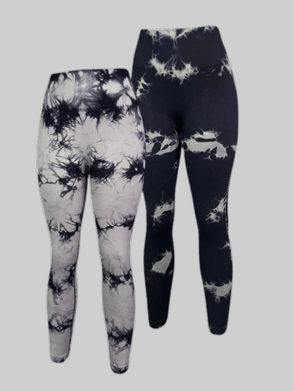 Tie-dye wide waist sports leggings