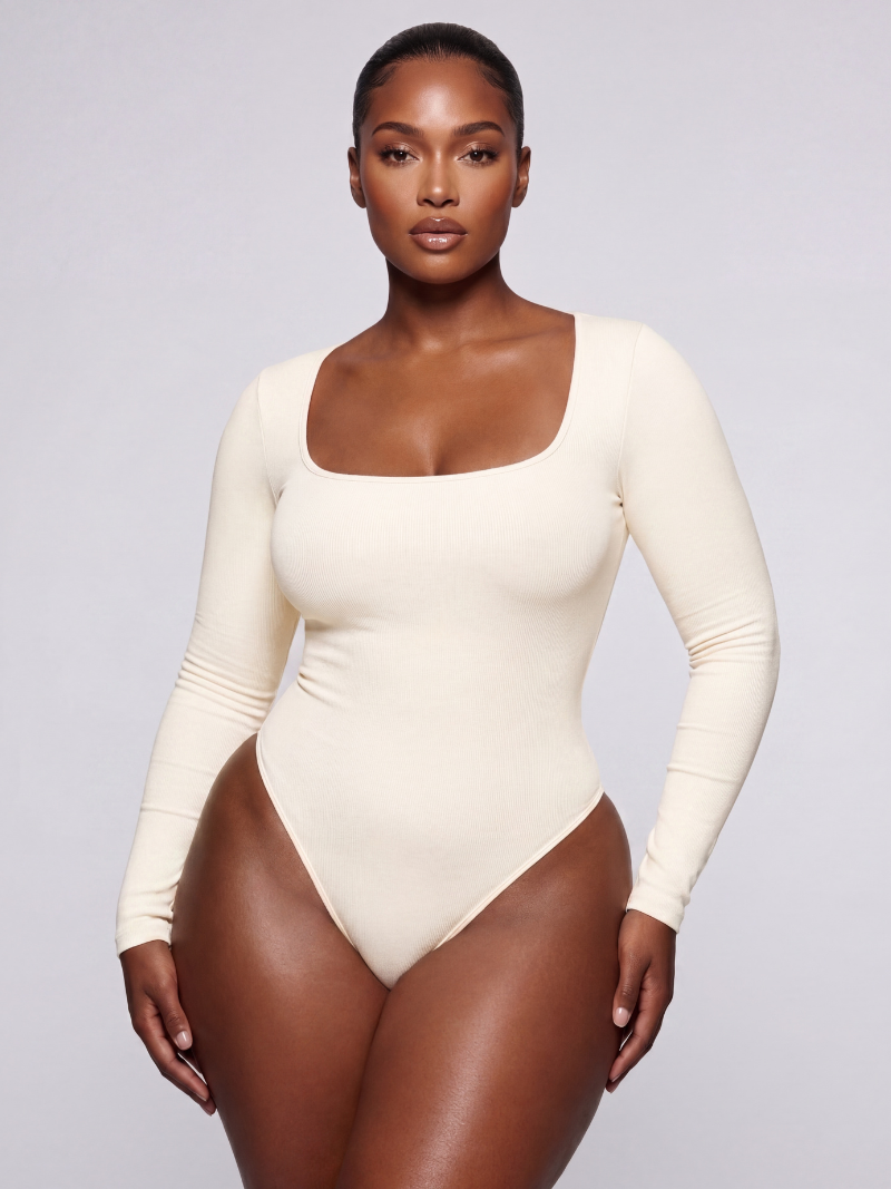 Modern Long Sleeve Thong Bodysuit