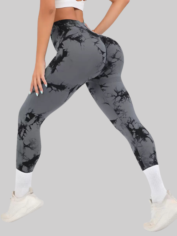 Tie-dye wide waist sports leggings