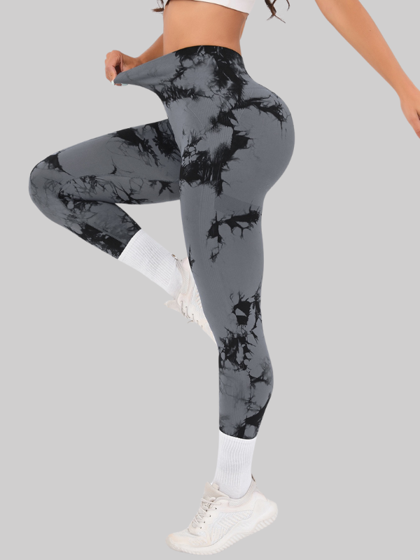 Tie-dye wide waist sports leggings