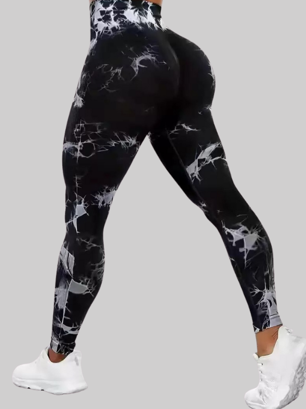 Tie-dye wide waist sports leggings