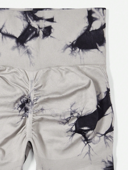 Tie-dye wide waist sports leggings