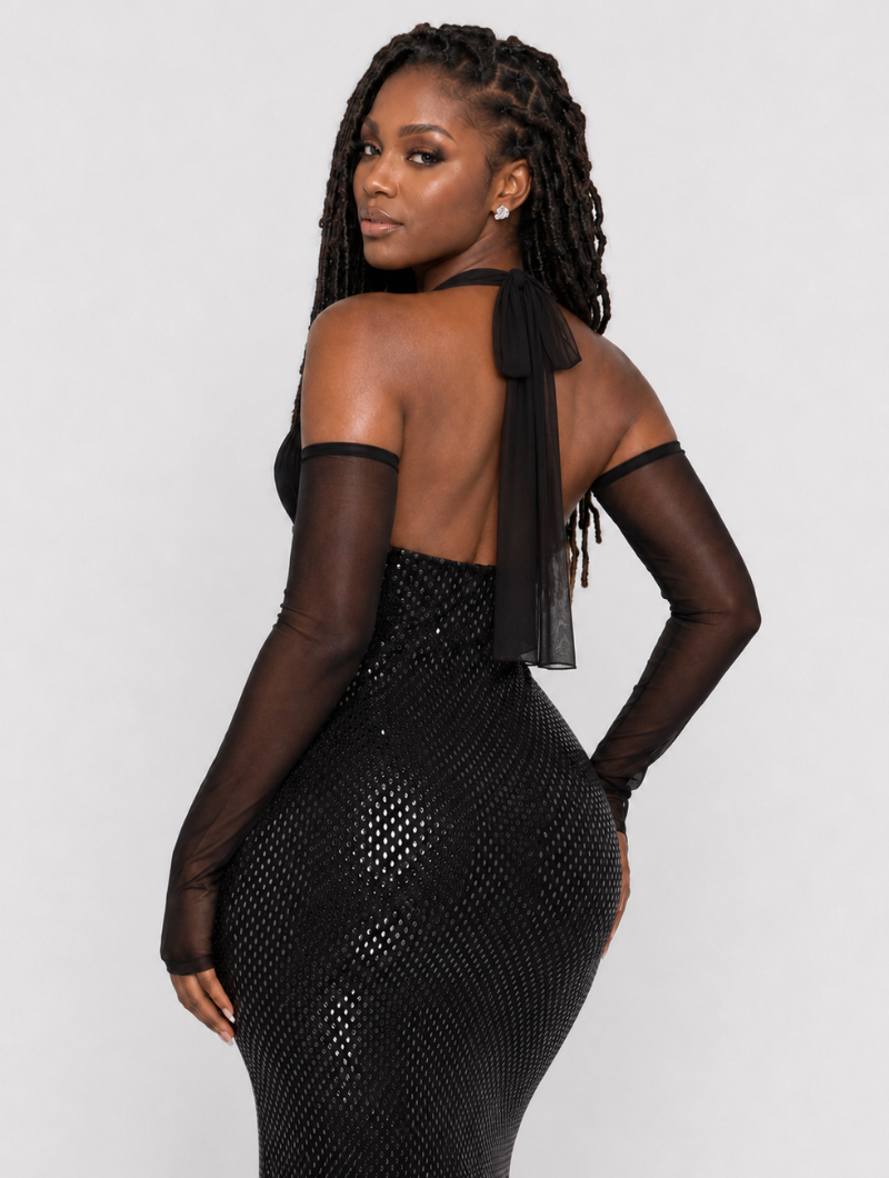 Sequin Halter Maxi Gown