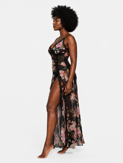 Floral Mesh Maxi Chemise