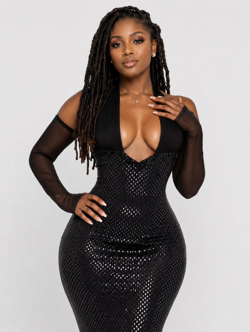 Sequin Halter Maxi Gown
