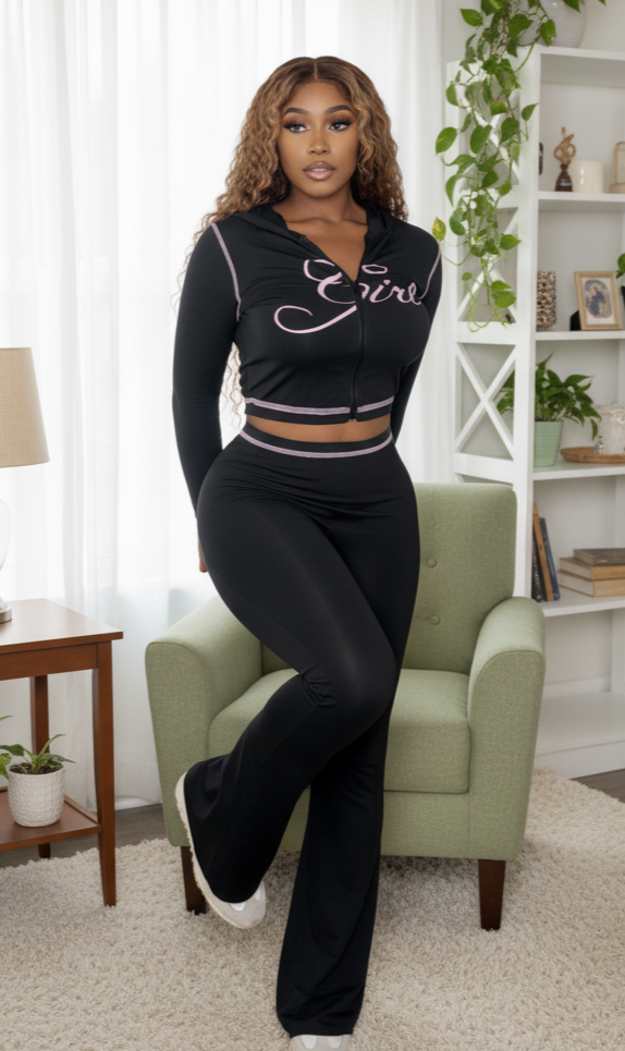 Two-Piece Colorblock Zip Up Set